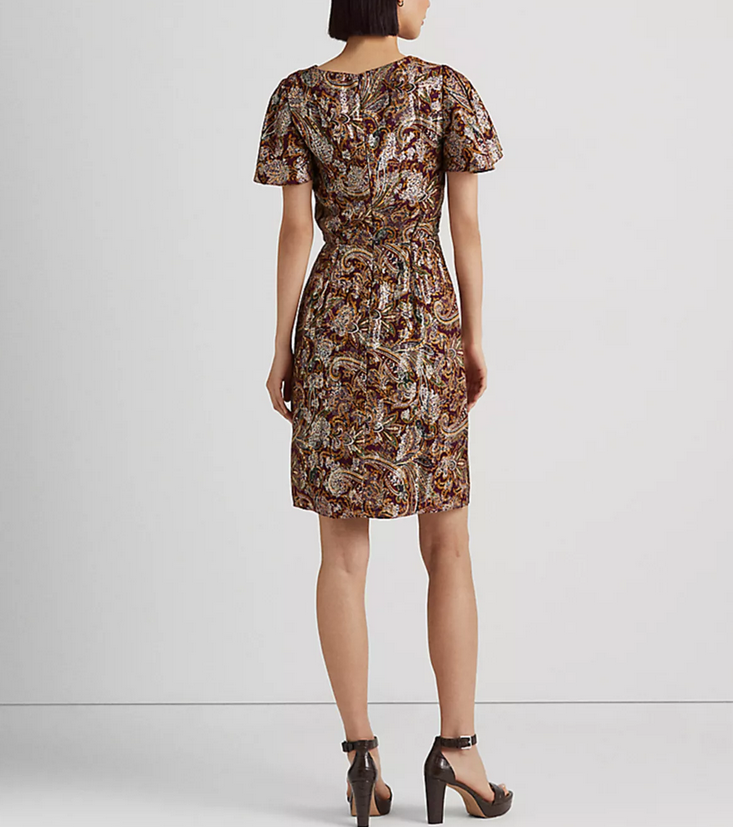 Lauren Ralph Lauren Paisley Metallic Jacquard Dress