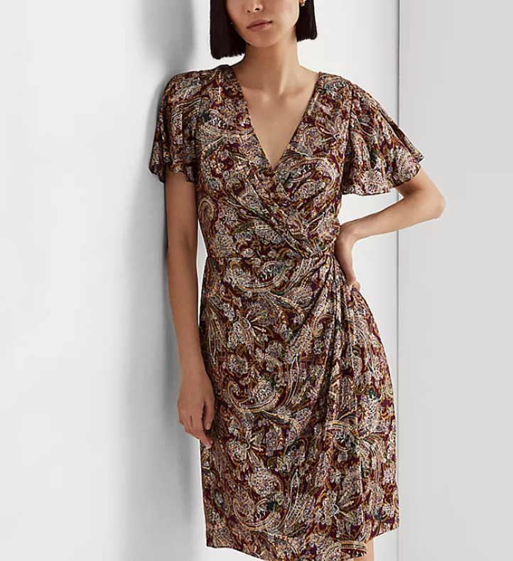 Lauren Ralph Lauren Paisley Metallic Jacquard Dress