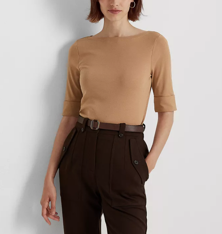 Lauren Ralph Lauren Stretch Cotton Boatneck T-Shirt