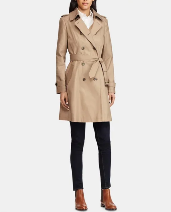 Lauren Ralph Lauren Belted Water Resistant Trench Coat