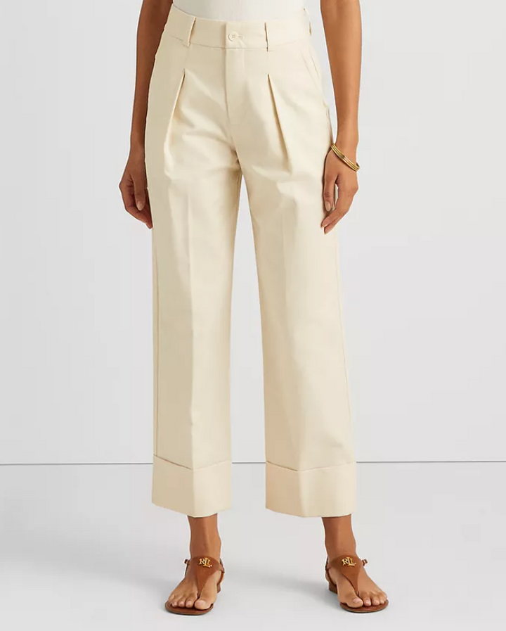 Ralph Lauren Double-Faced Stretch Cotton Ankle Pants