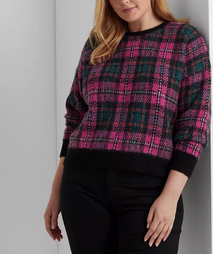 Lauren Ralph Lauren Plus Size Crewneck Plaid Sweater