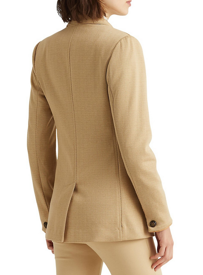 Lauren Ralph Lauren Plus-Size Faux-Leather-Trim Jacquard Blazer