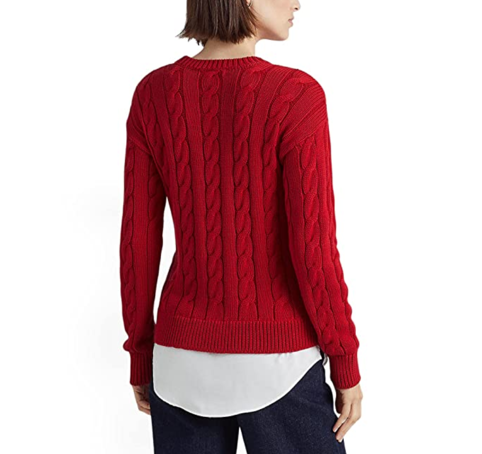 Lauren Ralph Lauren Layered Cotton-Blend Cable-Knit Sweater