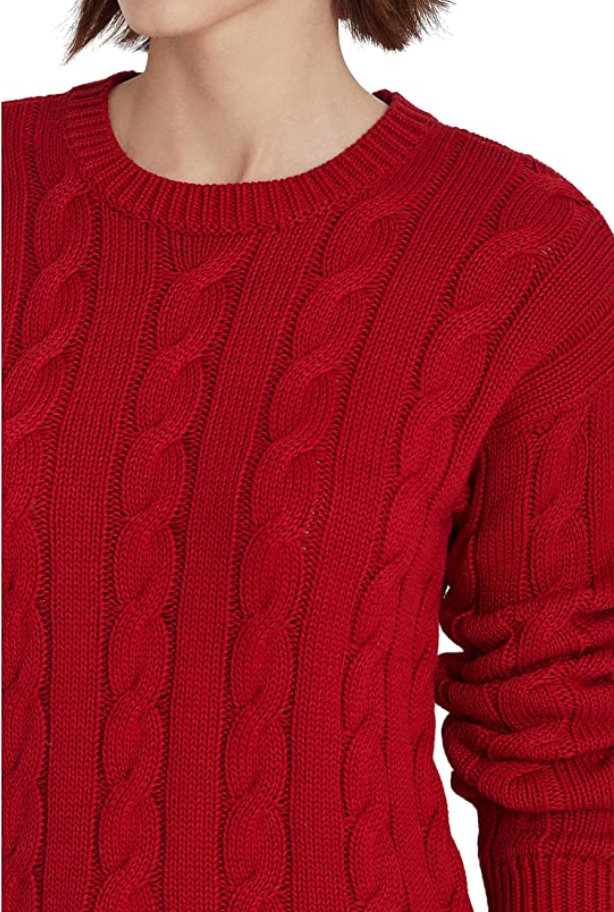 Lauren Ralph Lauren Layered Cotton-Blend Cable-Knit Sweater
