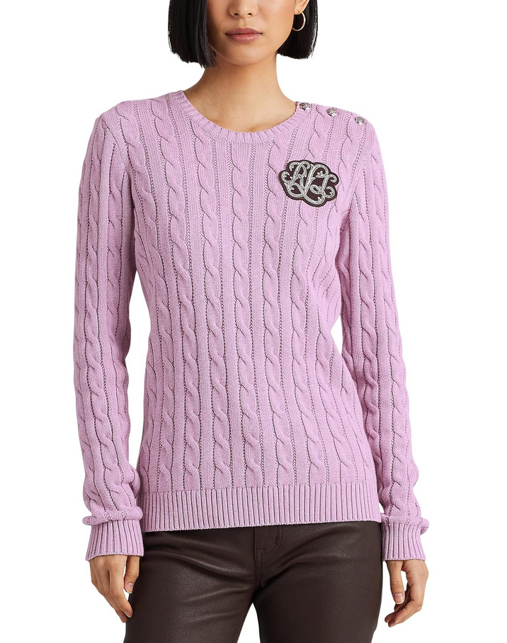 Lauren Ralph Lauren Button-Trim Cable-Knit Sweater