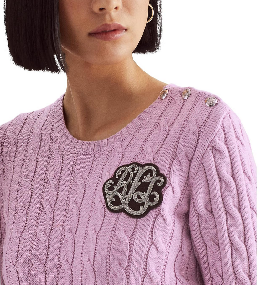 Lauren Ralph Lauren Button-Trim Cable-Knit Sweater