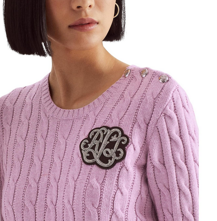Lauren Ralph Lauren Button-Trim Cable-Knit Sweater