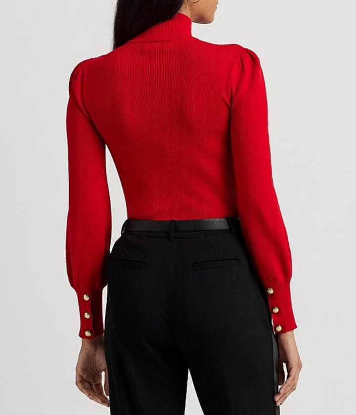 Lauren Ralph Lauren Button-Trim Mockneck Sweater
