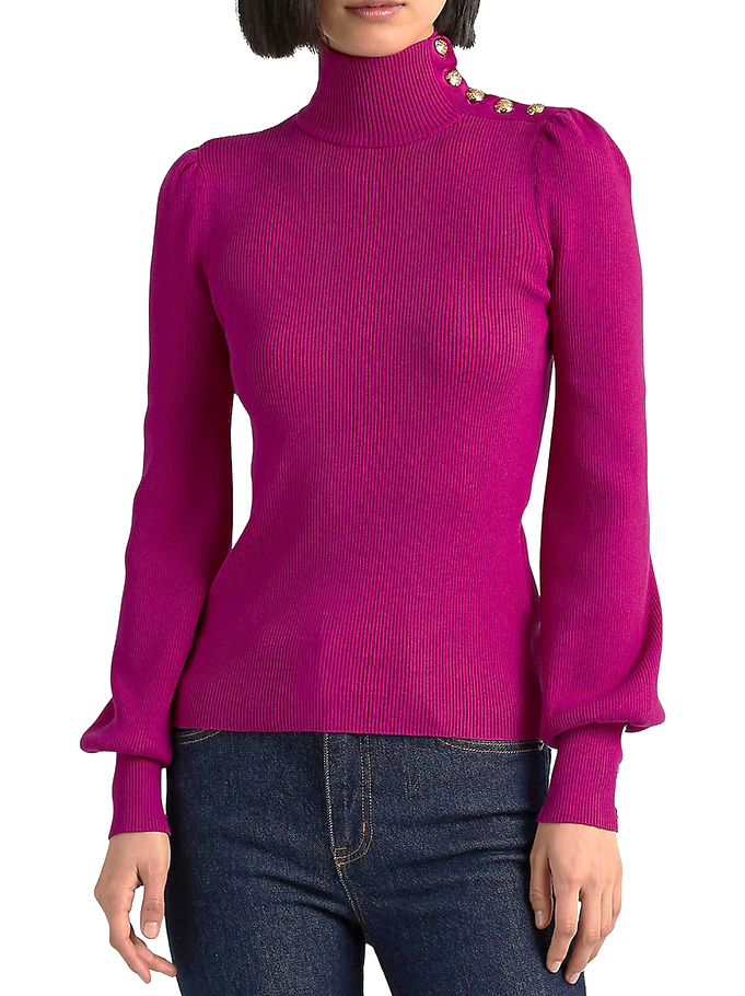 Lauren Ralph Lauren Button-Trim Mockneck Sweater