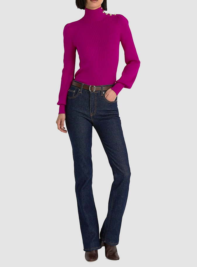 Lauren Ralph Lauren Button-Trim Mockneck Sweater