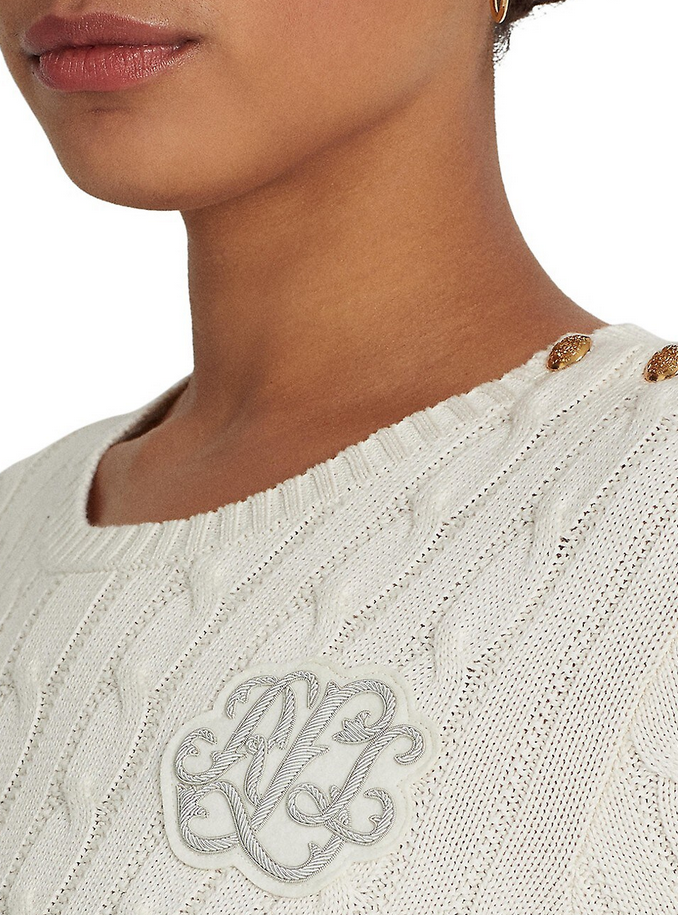 Lauren Ralph Lauren Plus Size Button-Trim Cable-Knit Sweater