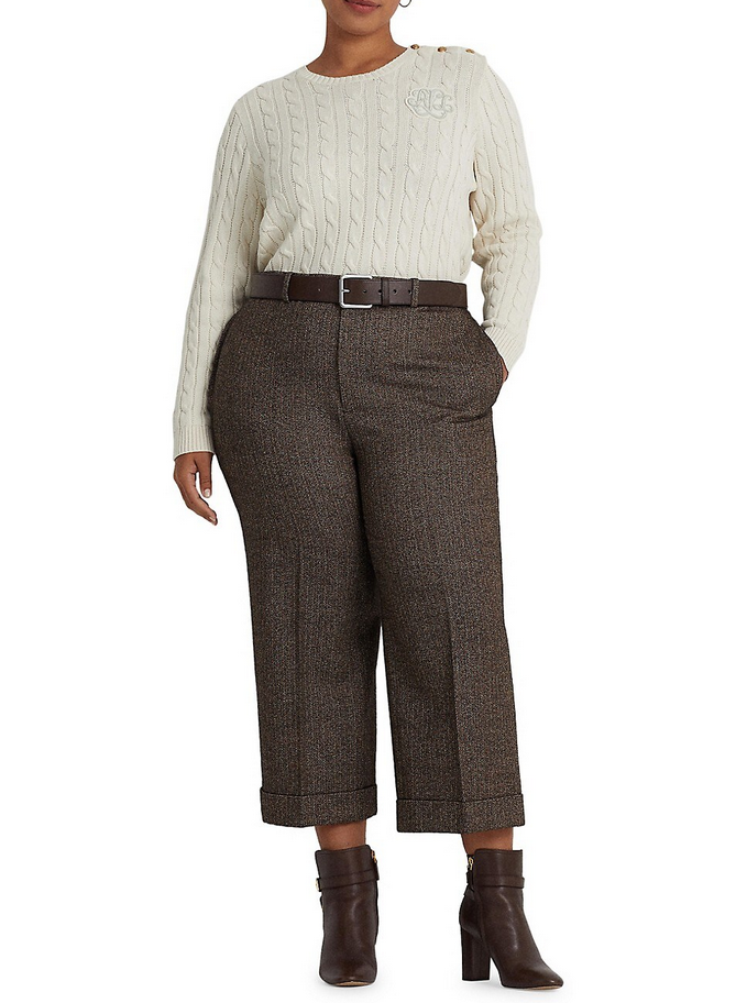 Lauren Ralph Lauren Plus Size Button-Trim Cable-Knit Sweater