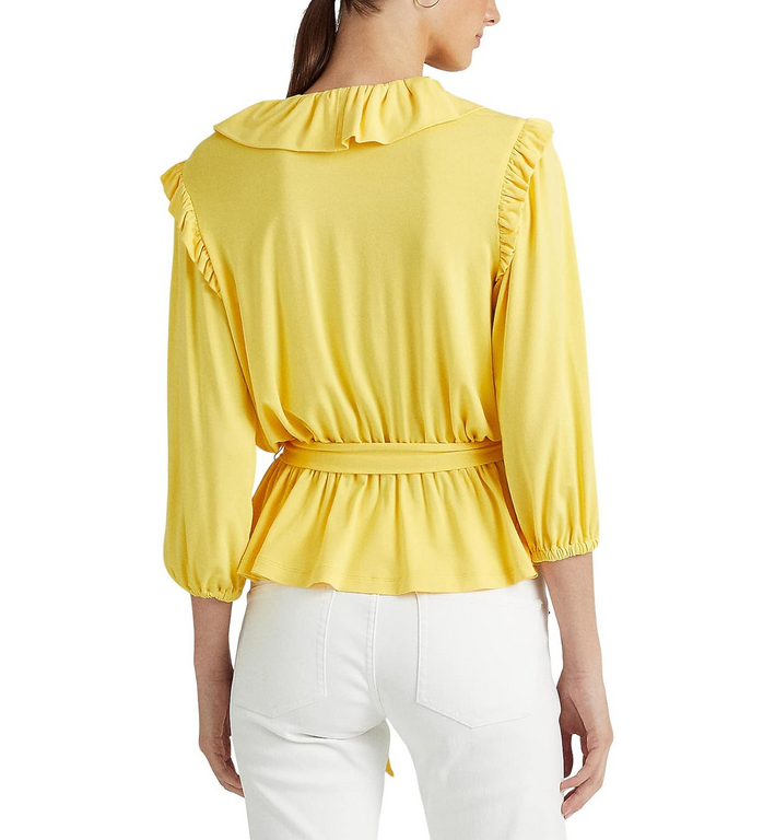 LAUREN Ralph Lauren Jersey Belted Peplum Top