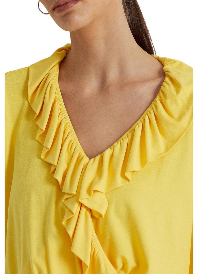 LAUREN Ralph Lauren Jersey Belted Peplum Top