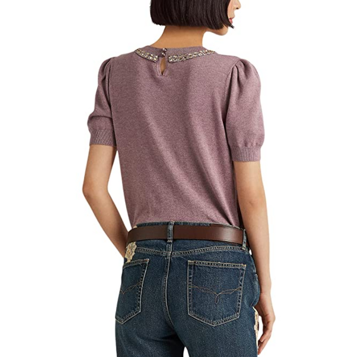 Lauren Ralph Lauren Beaded Short-Sleeve Sweater
