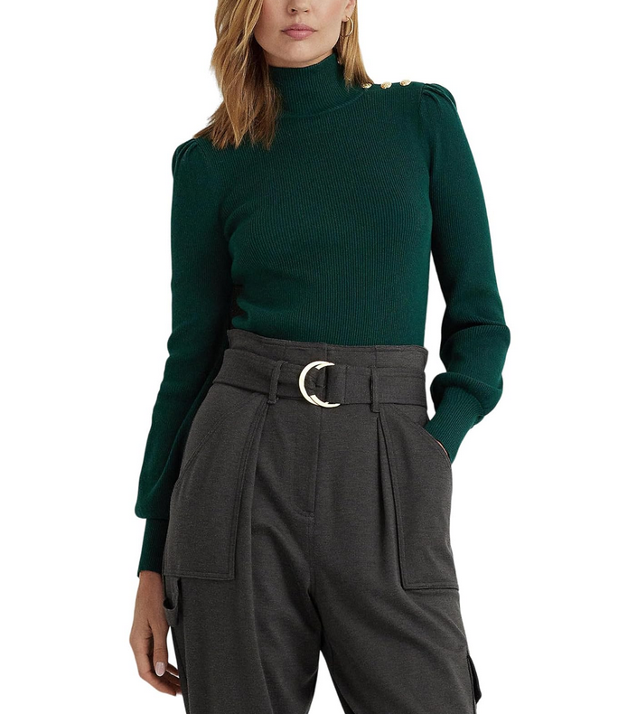 LAUREN Ralph Lauren Button-Trim Mockneck Sweater