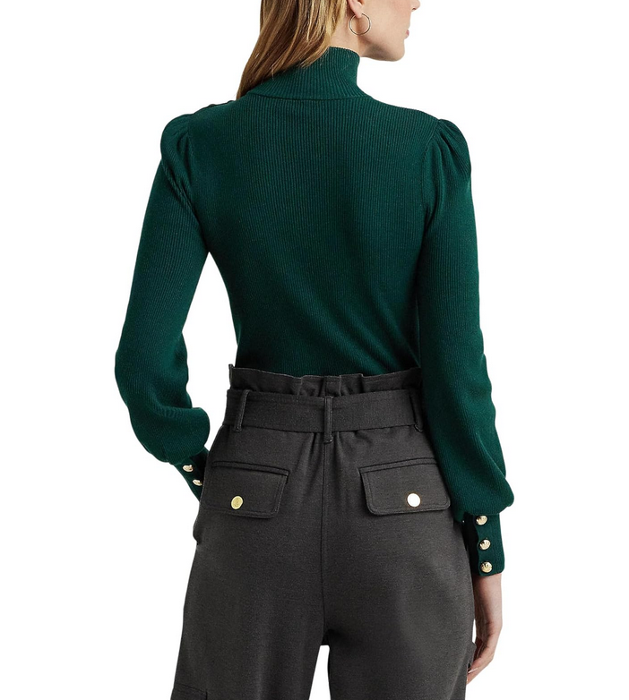 LAUREN Ralph Lauren Button-Trim Mockneck Sweater