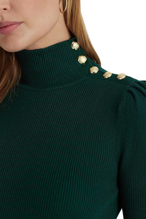 LAUREN Ralph Lauren Button-Trim Mockneck Sweater