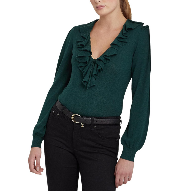 LAUREN Ralph Lauren Ruffle-Trim Jersey Sweater
