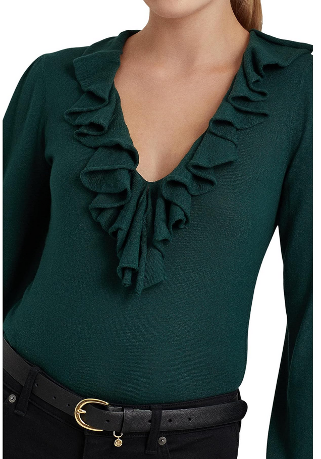 LAUREN Ralph Lauren Ruffle-Trim Jersey Sweater