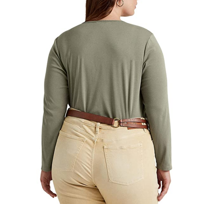 Ralph Lauren Plus Size Cotton-Blend Long Sleeve Top
