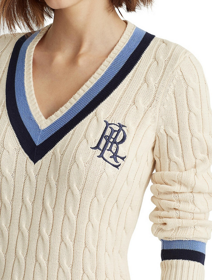 Lauren Ralph Lauren Relaxed Cable-Knit V-Neck Sweater