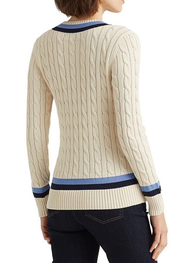 Lauren Ralph Lauren Relaxed Cable-Knit V-Neck Sweater