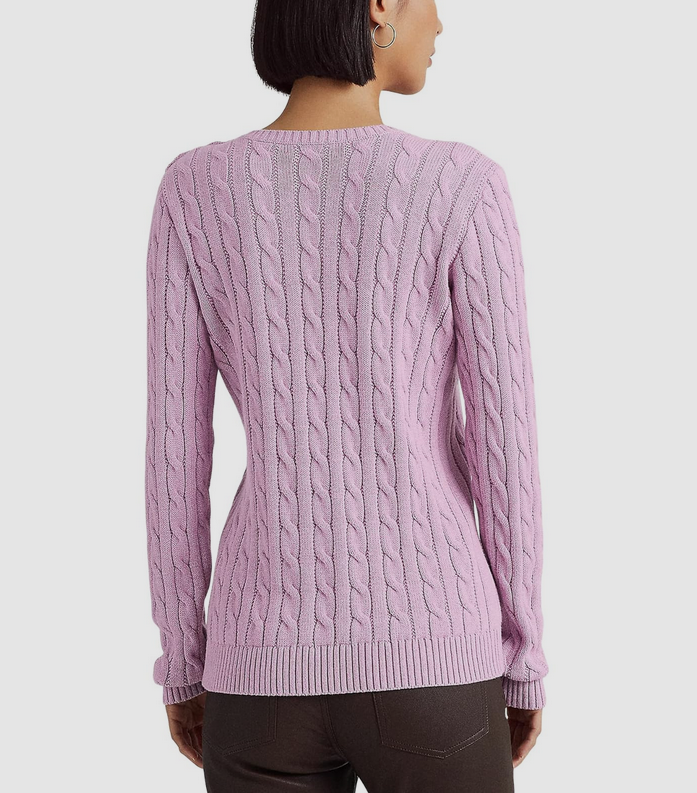 Ralph Lauren Plus Size Button Trim Cable Knit Sweater