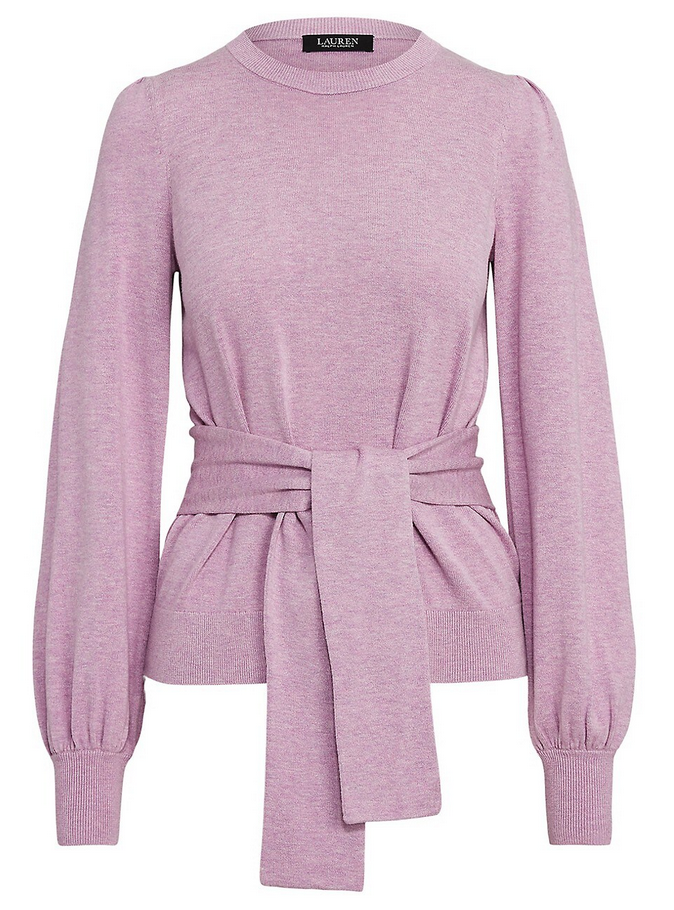 LAUREN Ralph Lauren Belted Cotton-Blend Sweater