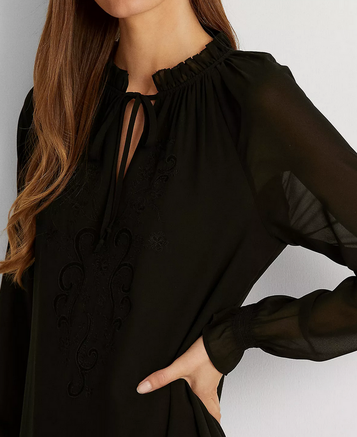 Lauren Ralph Lauren Embroidered Georgette Dress