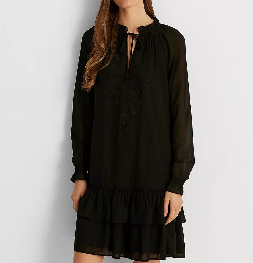 Lauren Ralph Lauren Embroidered Georgette Dress