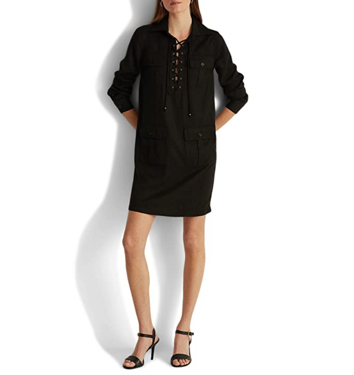 LAUREN Ralph Lauren Lace-Up Twill Dress