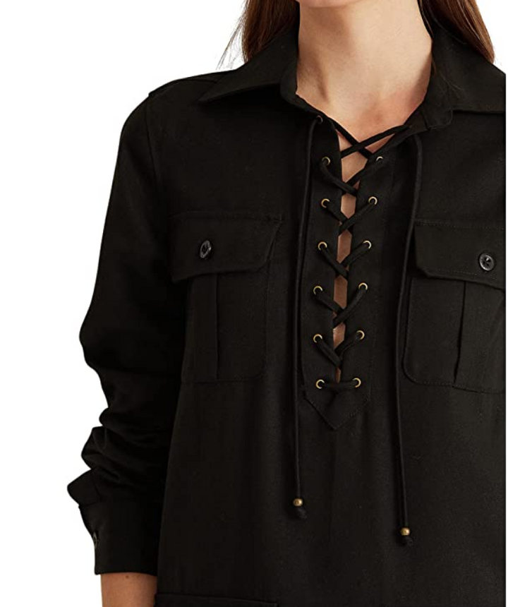 LAUREN Ralph Lauren Lace-Up Twill Dress