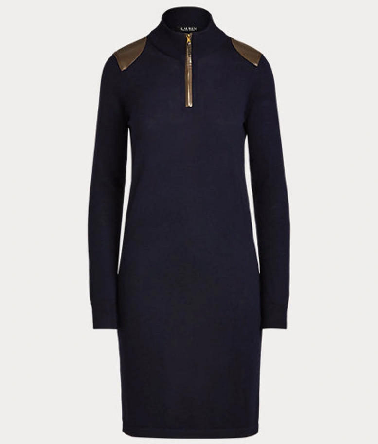 LAUREN RALPH LAUREN Quarter-zip Wool Sweater Dress
