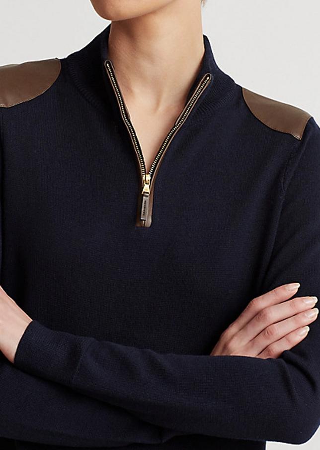 LAUREN RALPH LAUREN Quarter-zip Wool Sweater Dress