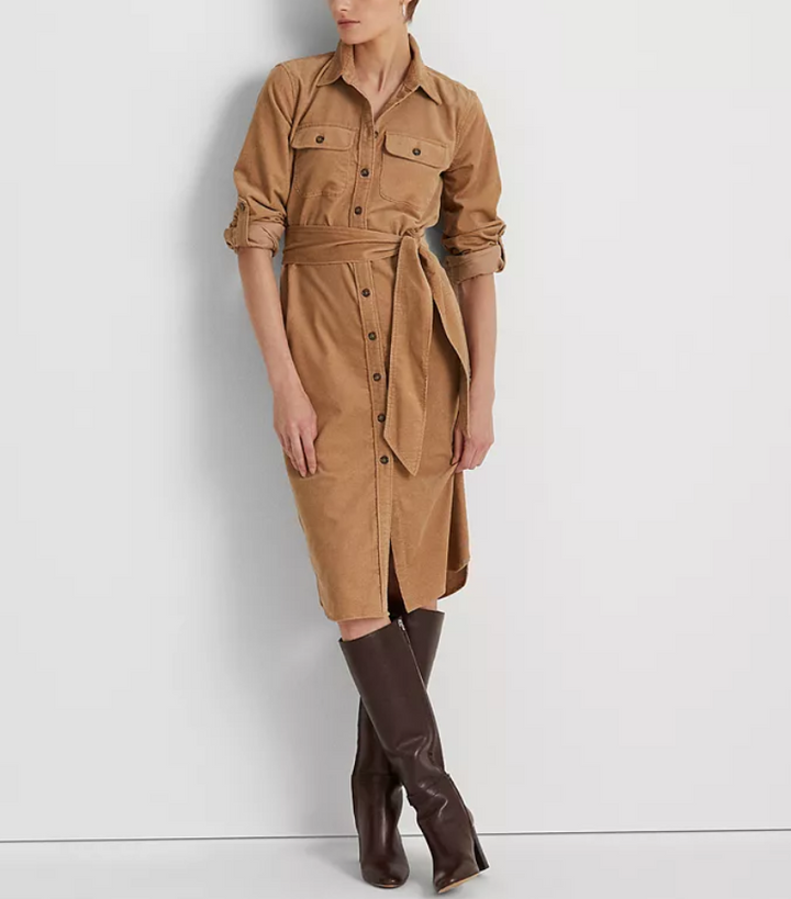 Lauren Ralph Lauren Belted Corduroy Shirtdress