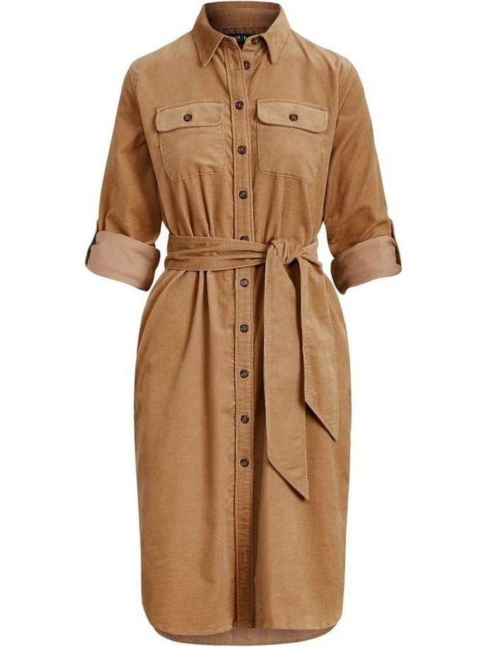 Lauren Ralph Lauren Belted Corduroy Shirtdress