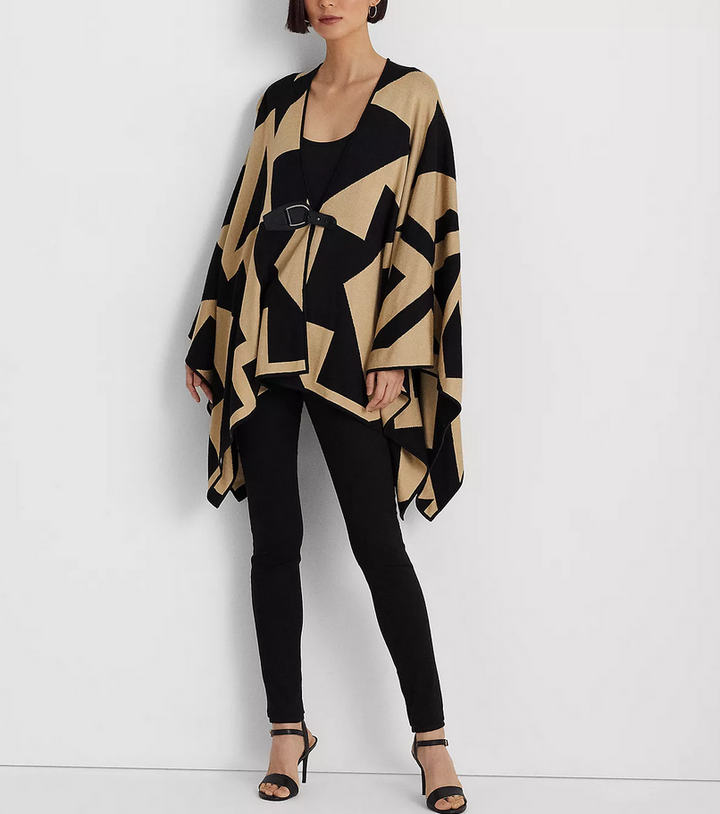 Lauren Ralph Lauren Petite Geo-Print Cotton-Blend Poncho