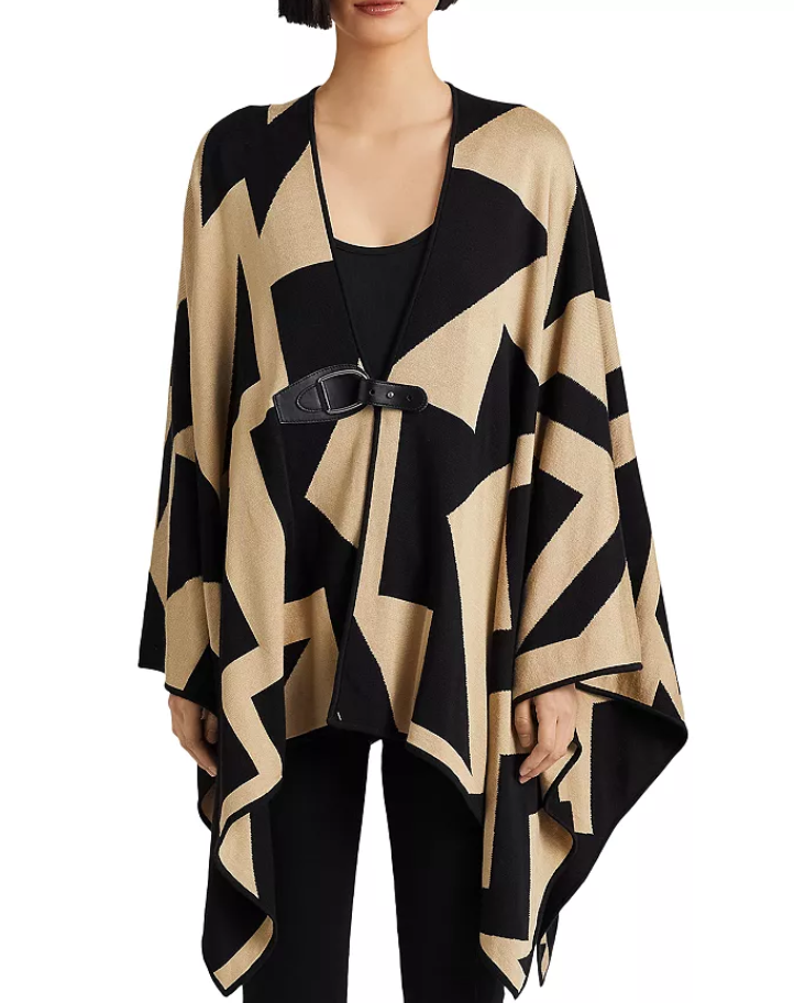 Lauren Ralph Lauren Petite Geo-Print Cotton-Blend Poncho