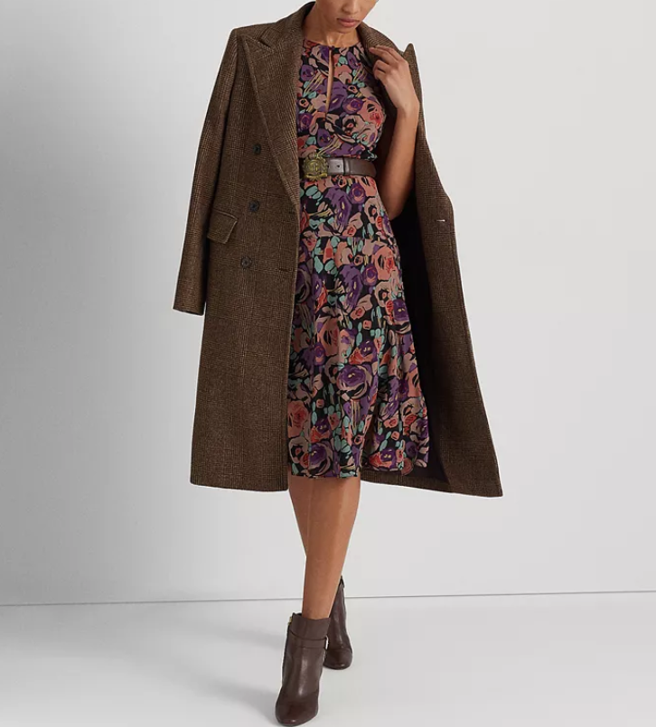 Lauren Ralph Lauren Floral Belted Crepe Dress
