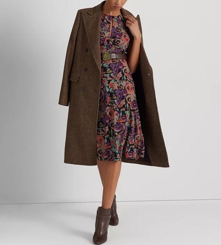 Lauren Ralph Lauren Floral Belted Crepe Dress