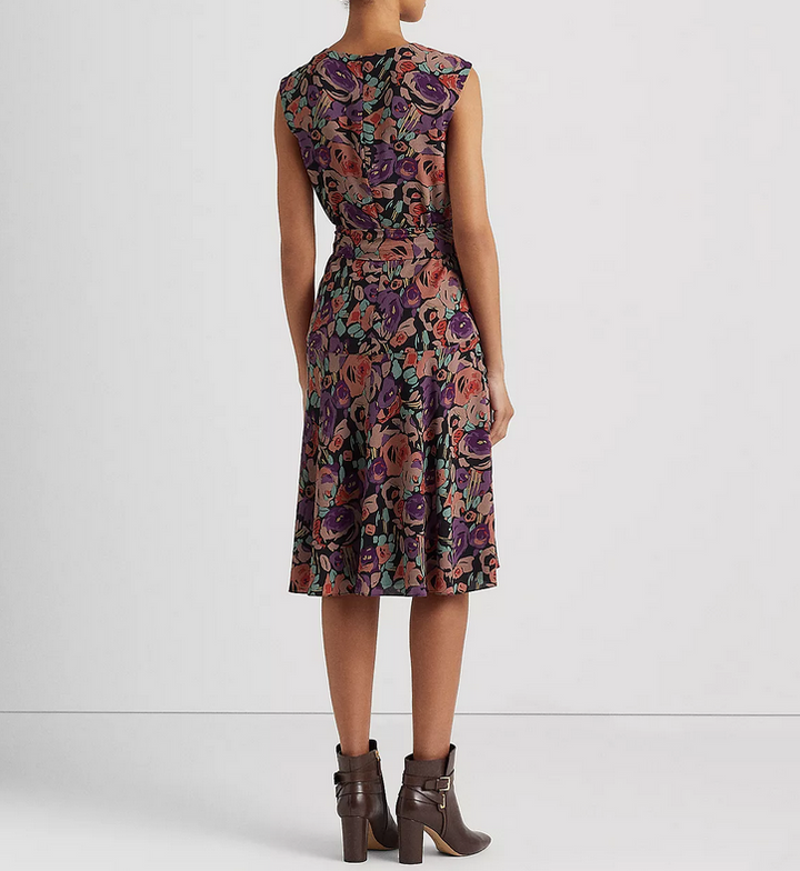 Lauren Ralph Lauren Floral Belted Crepe Dress