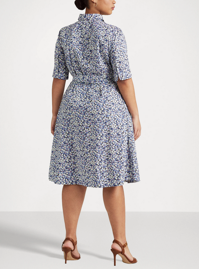 LAUREN Ralph Lauren Plus Size Floral Belted Cotton-Blend Shirtdress