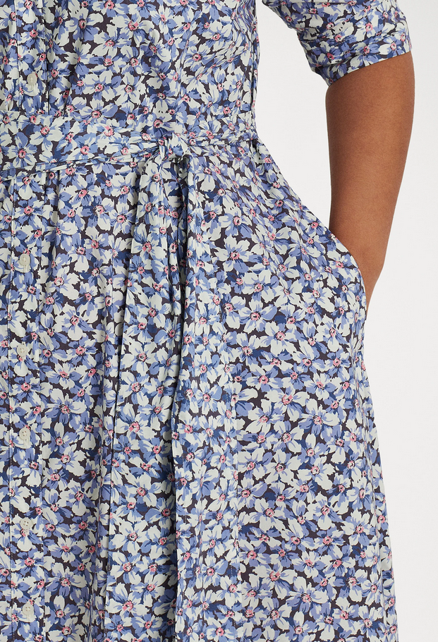 LAUREN Ralph Lauren Plus Size Floral Belted Cotton-Blend Shirtdress