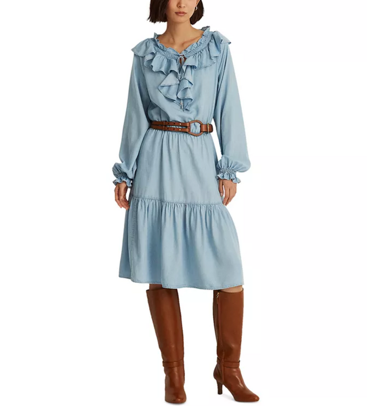 Lauren Ralph Lauren Long Sleeve Denim Dress