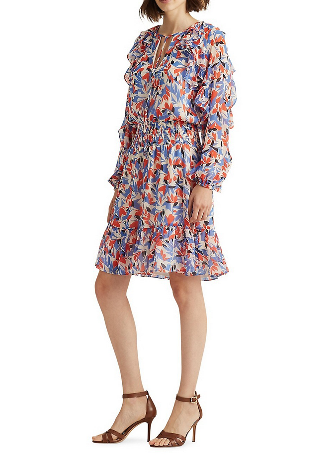 Lauren Ralph Lauren Floral Crinkled Georgette Dress