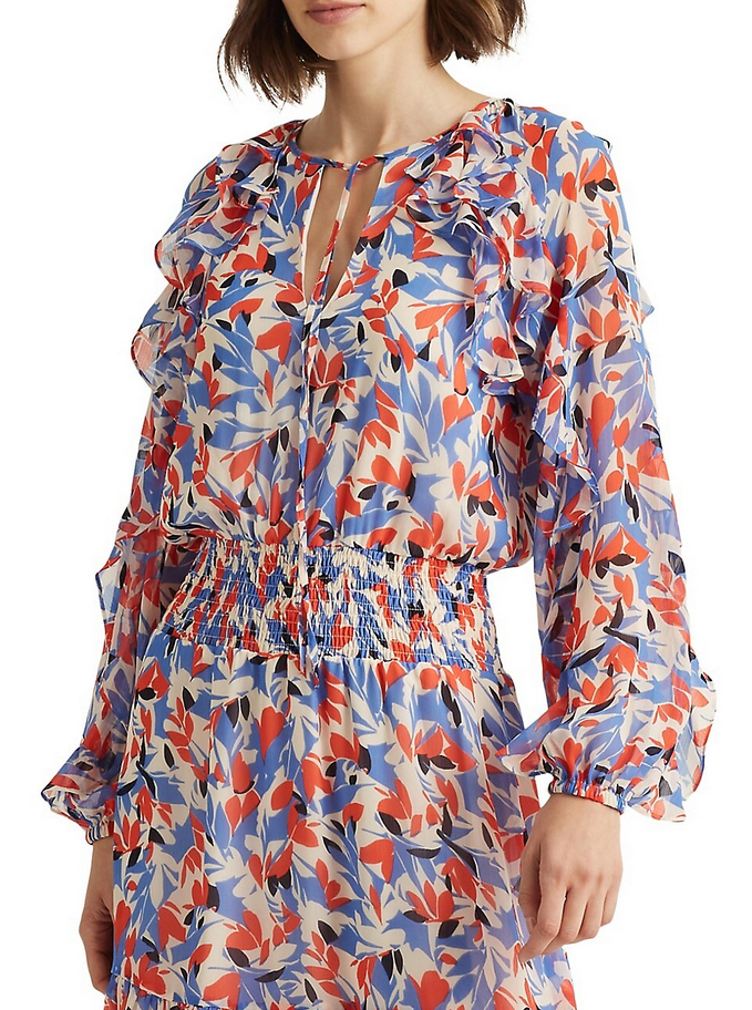 Lauren Ralph Lauren Floral Crinkled Georgette Dress