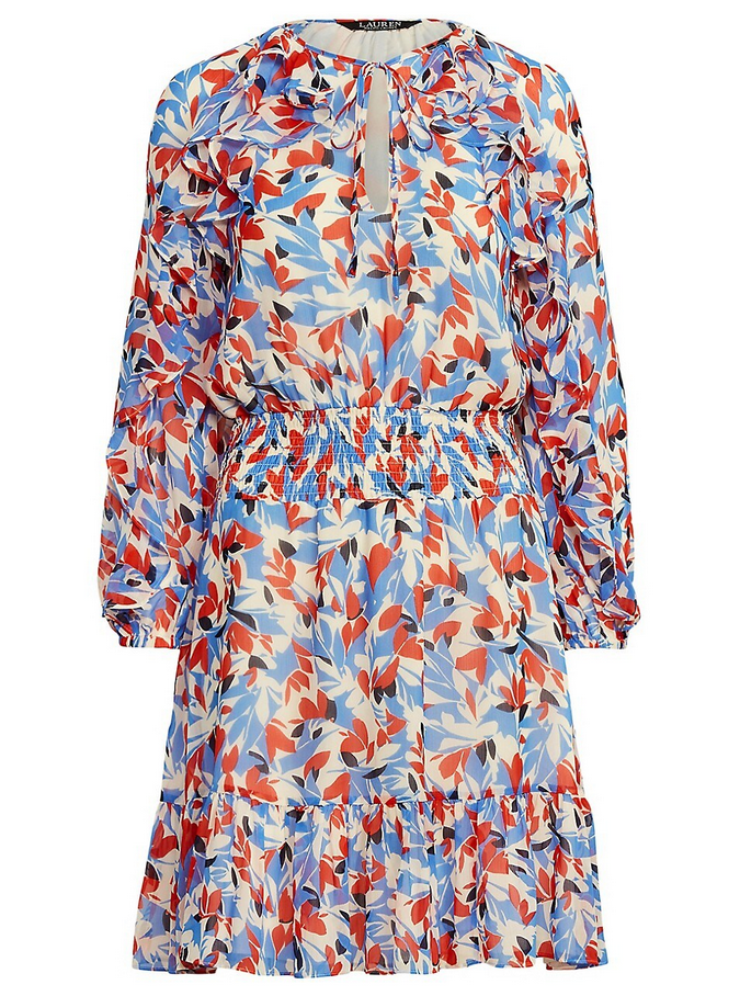 Lauren Ralph Lauren Floral Crinkled Georgette Dress