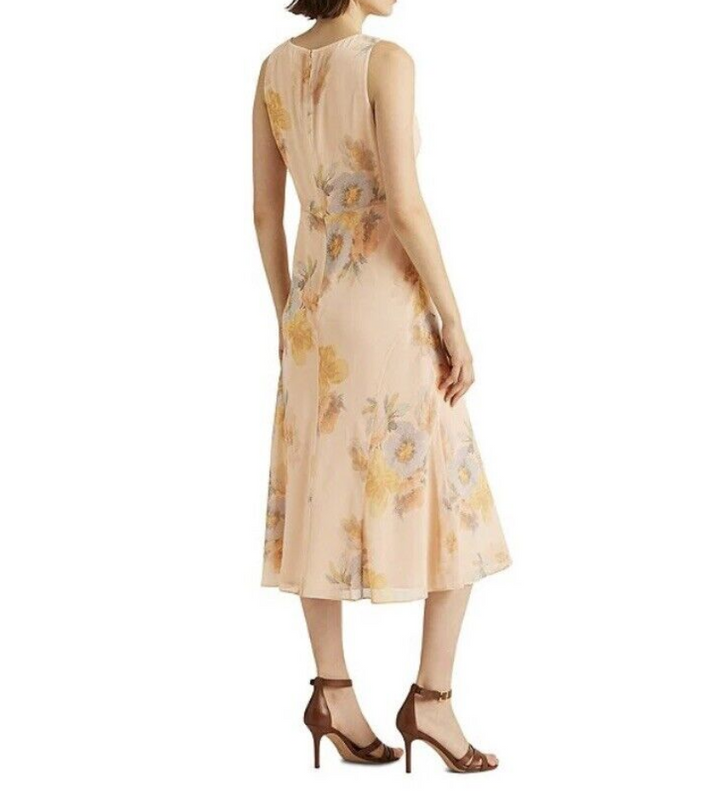 LAUREN RALPH LAUREN Floral Crinkled Georgette Midi Dress